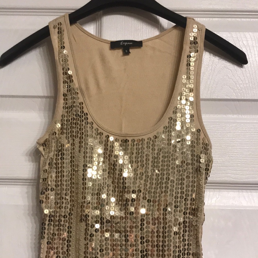 Gold, sequin express tank top - size small